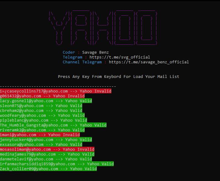 Yahoo mail validator by Savage | Proxyless