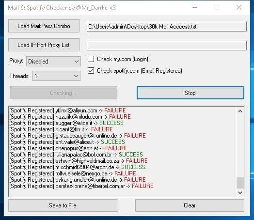 Spotify MailAccess Checker By Mr_Darrke