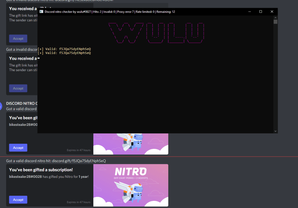 Discord Nitro Checker + Generator By Wulu