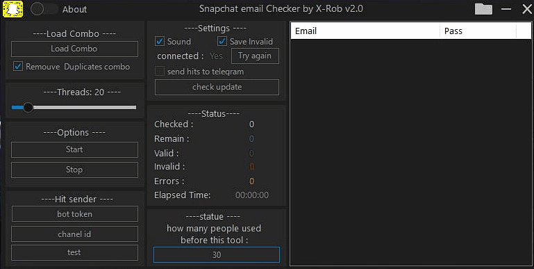 Snapchat Email Checker By X-Rob