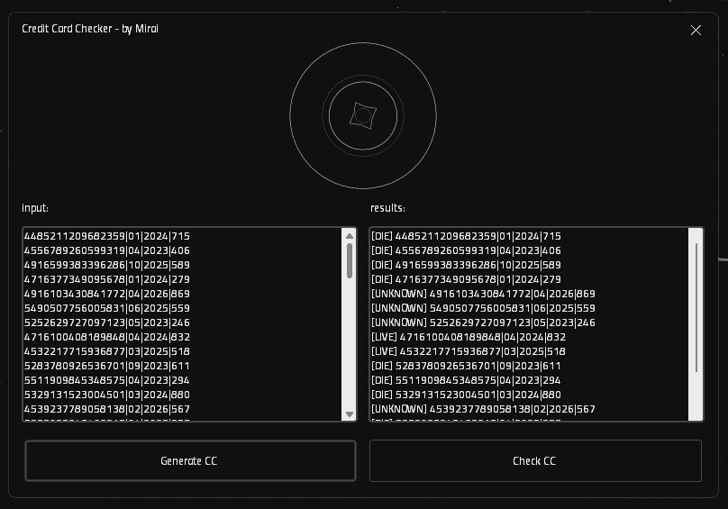 Credit Card Generator & Checker by Mirai