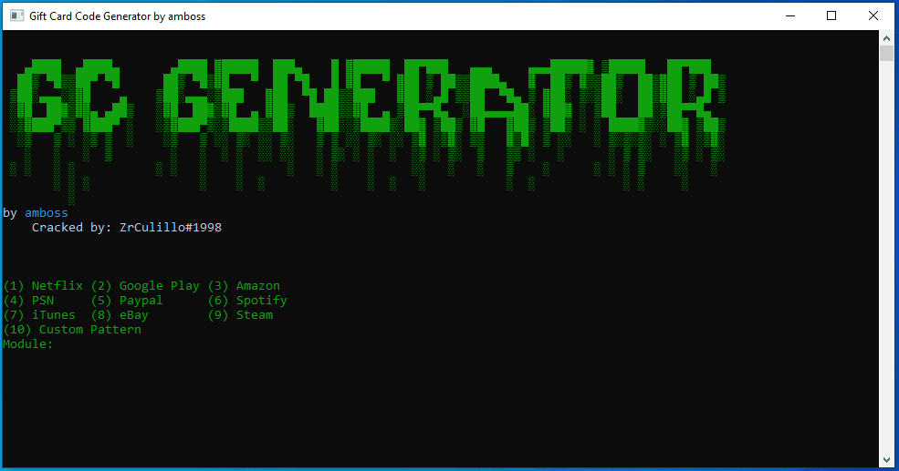 Giftcard Code Generator by amboss